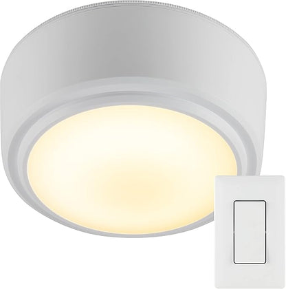 Energizer LED Ceiling Light Fixture, Battery Operated, Wireless Wall Switch Remote, 200 Lumens, Ceiling Light No Electricity, Perfect for Closets, Laundry Room, Garage, and More, 47485-T2
