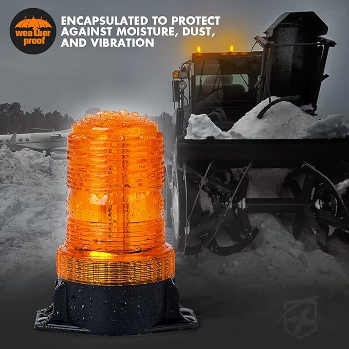 Xprite 30 LED Amber Forklift Beacon Strobe Light Safety Warning Flashing Lights for 10-110V Mower, ATV, Trucks, Tractor, Golf Carts, UTV, Cars, Bus-2PCS