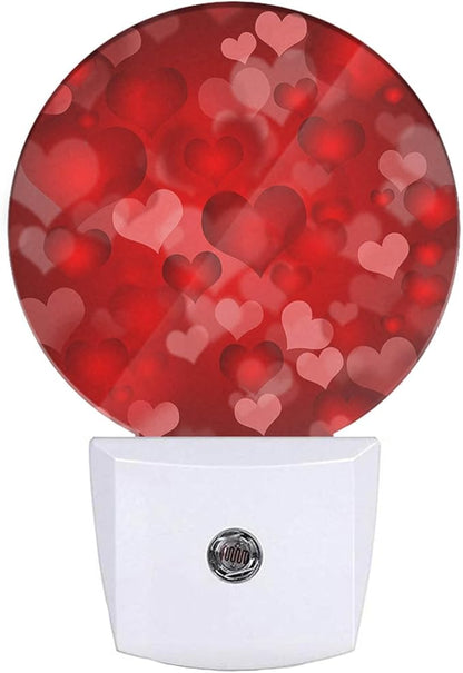 EKOBLA Red Heart Plug-in Night Light, Romantic Love Valentine Theme LED Nightlight with Auto Sensor for Home Decor