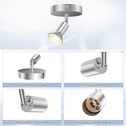 1 Light Track Lighting Spotlight, Flexible Track Lighting Fixture Ceiling, Track Light Ceiling with GU10 Base for Exhibition Hall, Corridor (Bulbs Not Included)