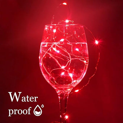 SmilingTown 15 Packs 20 Led Red Fairy Lights Battery Operated 6.6ft Silver String Lights Waterproof Firefly Starry Light for Bedroom Dorm DIY Table Centerpieces Halloween Christmas Party Decor