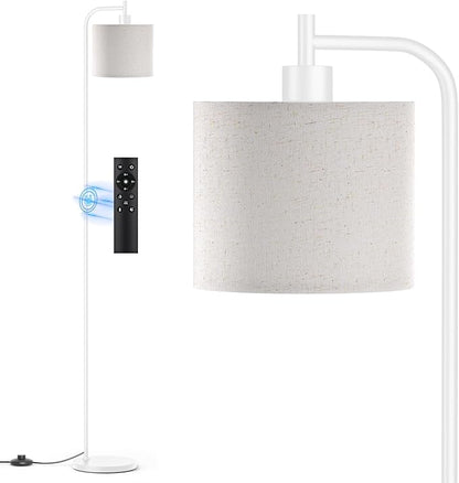 SIBRILLE Floor Lamp with Linen Shade, Dimmable Tall Standing Lamp with Remote Control & 3 Color Temperatures, Modern Corner Floor Lamps for Living Room Bedroom Office, 9W LED Bulb Included