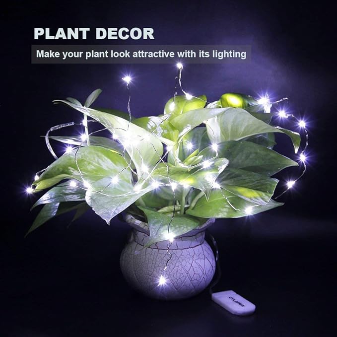 CYLAPEX 24 Pack Fairy Lights Battery Operated 7ft 20 LED Mini String Lights Silver Wire Firefly Starry Moon Lights for Wedding Mason Jars Party Christmas Centerpiece Table Decorations, Cool White