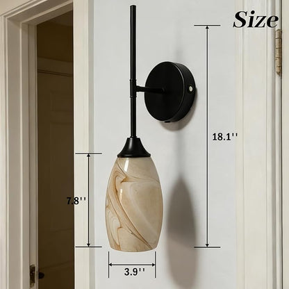Vintage Battery Operated Wall Sconces Hand-Blown Glass , Rustic Touch & Remote Control Wall Lights Set of 2, Rechargeable 8000mAh, 3 Temperatures, Dimmable, Wireless Sconce for Bedroom Living Room