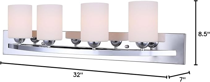 Canarm IVL370A04CH-O Ltd Hampton 4 Light Vanity, Chrome with Flat Opal Glass