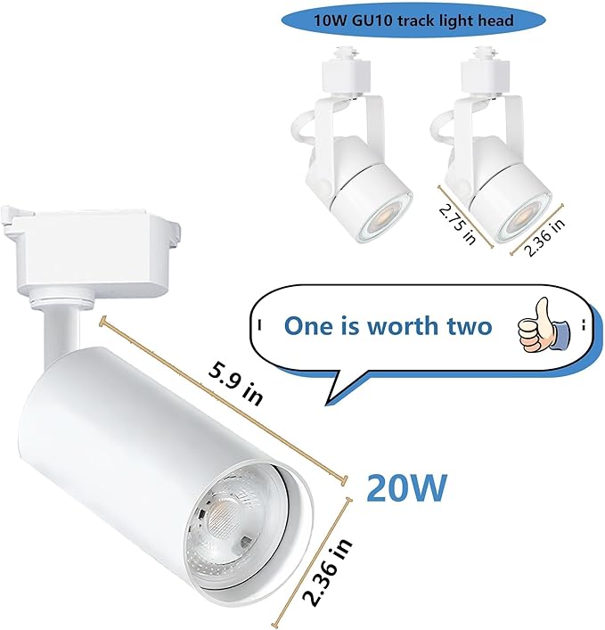 Ultra-Bright H Type White Track Lighting Kit with 13.1 FT Track Rails, 12 Heads 3000K Warm White 20W 2400lm, Dimmable Plug in LED Track Lights Modern Indoor Spotlight Fixture