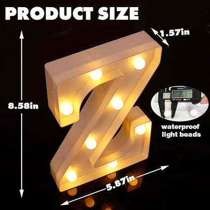 Small Led Marquee Letters, Light Up Letters, 8.58 Inch Led Letter Lights, Battery Powered Lighted Sign for Table, Party, Birthday, Christmas Decor (Letter Z)