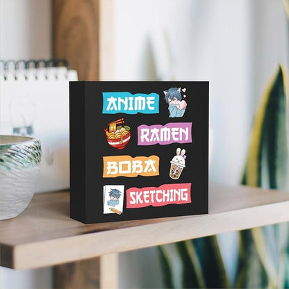 Anime Decor, Anime Room Decor Wood Sign, Girls Anime Gifts Rustic Anime Lovers Wooden Sign for Home Living Room Girl Bedroom Decoration Gifts for Friend Women