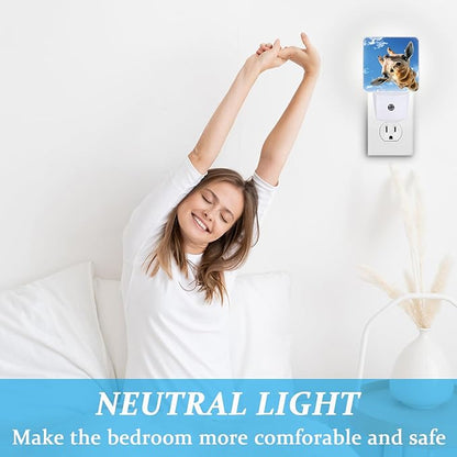 Cute Giraffe Night Light, Plug-into Wall Blue Sky Nightlight Lamp with Dusk to Dawn Sensor, Led Lamp 0.5W Energy Efficient for Boys Girls Adults Home Decor