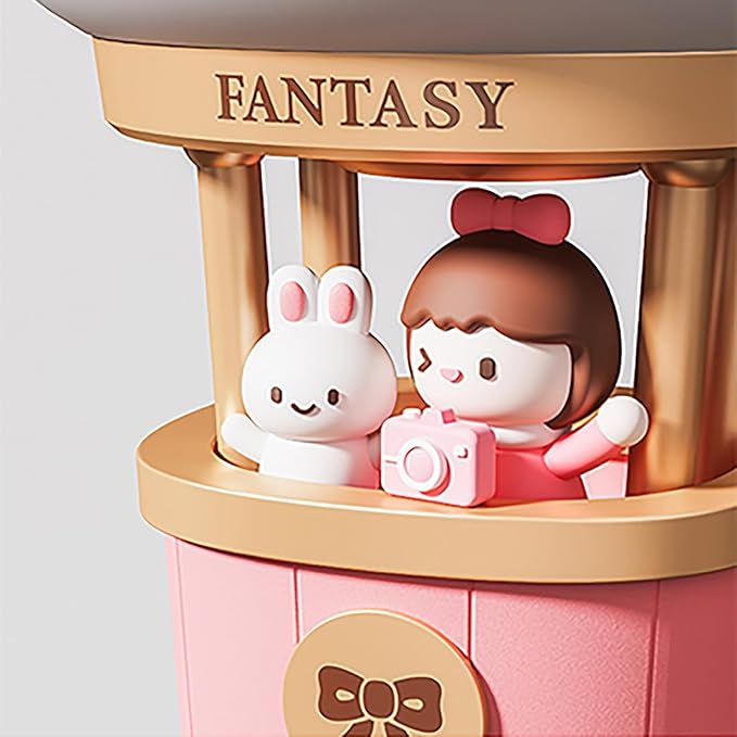 Hot Air Balloon Rechargeable Night Light, Safe Soft Silicone Material, 3 Brightness Levels, Tap Control, Warm Light, Toddler Sleeping Lamp, Bedroom Night Lamp, Gift for Baby and Kid (Bunny)