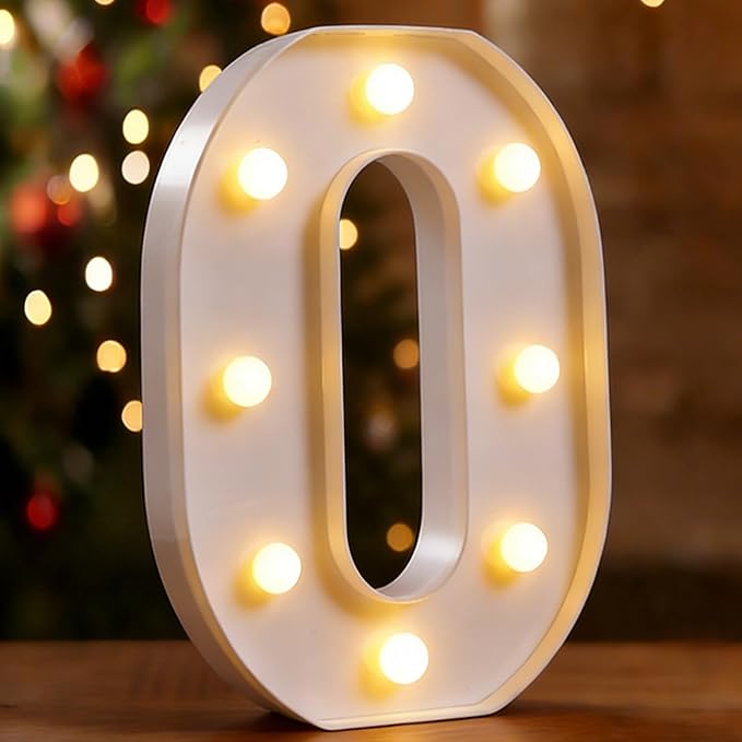 Small Led Marquee Letters, Light Up Letters, 8.58 Inch Led Letter Lights, Battery Powered Lighted Sign for Table, Party, Birthday, Christmas Decor (Letter O)