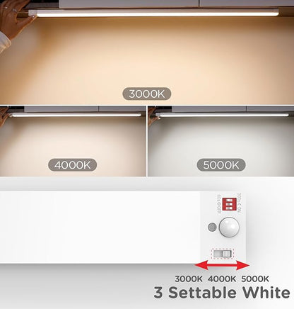 Leetdud Under Cabinet Lighting Plug in 12 Inch, 120V Motion Sensor Lights Indoor, 3CCT 3000/4000/5000K, Aluminum Linkable Super Bright LED Counter Light with Timer for Kitchen, Shelf, Closet, 2 Pack