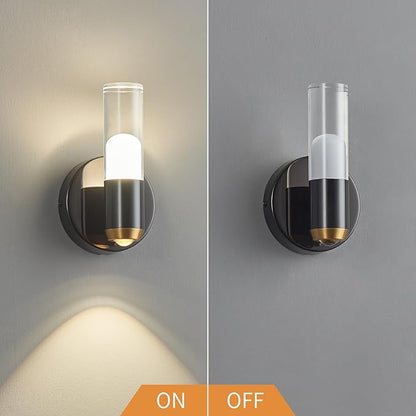 Modern Wall Sconces Black Wall Lamp Sconces Wall Lighting LED Wall Lights Wall Decor, Indoor Up and Down Wall Lamp for Bedroom Bathroom Stair Entryway