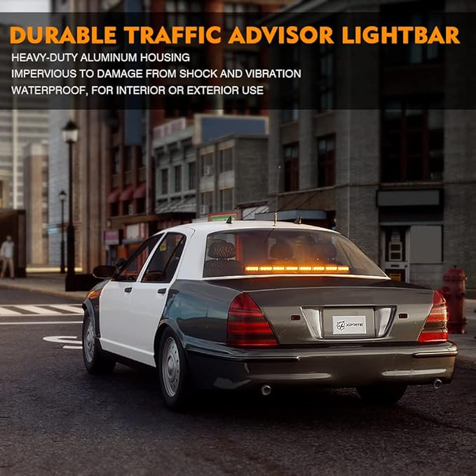 Xprite 35.5" Traffic Advisor Light Bar, LED Emergency Strobe Lights with 21 Flash Patterns, Suction Mount & Cigarette Plug, Strobe Lights for Trucks, SUV, Car - Amber