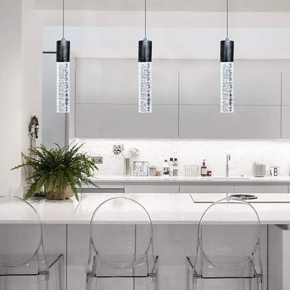 3 Lights Independent Kitchen Island Dining Room Lights Black Pendant Light Fixtures Linear Chandeliers 3 Pendant Lights for Kitchen Island Modern Pendant Light Fixtures, Day Light Bulbs Included