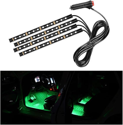 Ohleats Car LED Strip Light, 48 LED RGB Auto Interior Atmosphere Lights, Cigarette Lighter Under Dash Ambient Night Light, Interior Lamp Lighting Kit (Green, Cigarette Lighter)