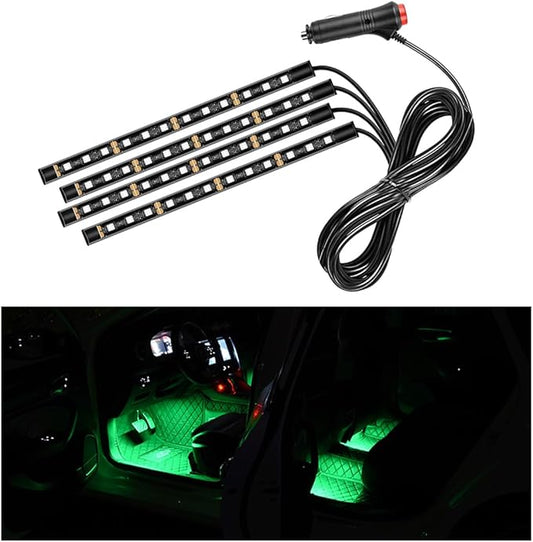 Ohleats Car LED Strip Light, 48 LED RGB Auto Interior Atmosphere Lights, Cigarette Lighter Under Dash Ambient Night Light, Interior Lamp Lighting Kit (Green, Cigarette Lighter)