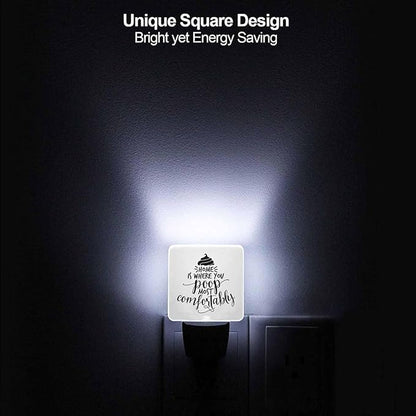 LED Night Light,Funny Sweet Home Saying LED Night Light Plug into Wall with Dusk to Dawn Light Sensor White Energy Efficient Nightlight for Bedroom Bathroom Hallway Living Room Kitchen