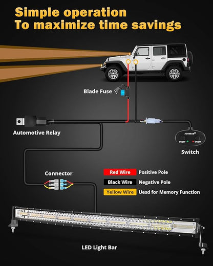 Auxbeam 6 Modes Amber White Series, 42 Inch 240W Curved LED Light Bar, Strobe Warning Flashing Dual Color Fog Light, Spot Flood Combo Off-Road Auxiliary Lighting, for Pickup Truck 4WD Jeep