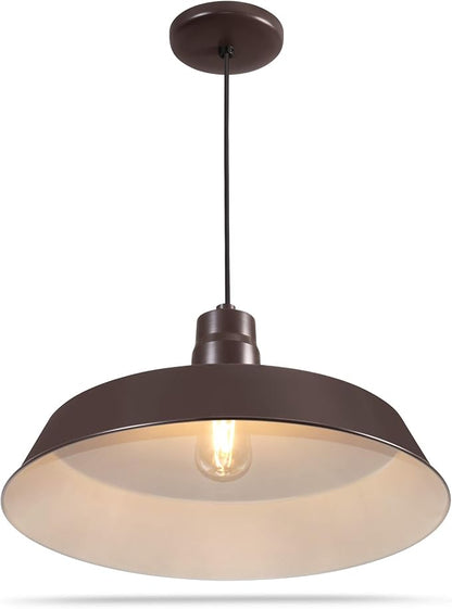 17-inch Architectural Bronze Pendant Barn Light Fixture with 10ft Adjustable Cord, Ceiling-Mounted Vintage Hanging Light Fixture for Indoor Use, 120V Hardwire, E26 Base LED Compatible, UL Listed
