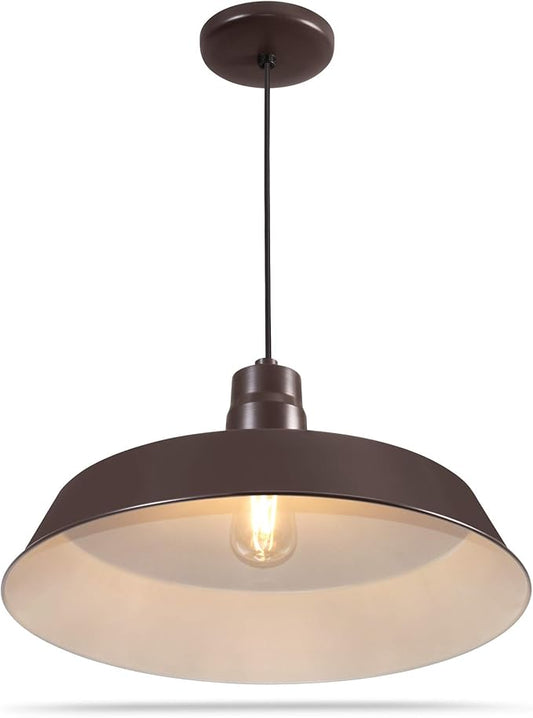 17-inch Architectural Bronze Pendant Barn Light Fixture with 10ft Adjustable Cord, Ceiling-Mounted Vintage Hanging Light Fixture for Indoor Use, 120V Hardwire, E26 Base LED Compatible, UL Listed