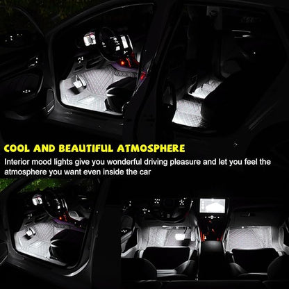 Car LED Strip Light, 48 LEDs RGB Neon Interior Atmosphere Lights, 12V Under Dash Ambient Night Light, USB Port Auto Interior Decorative Lamp, Universal Car Accessories (White)