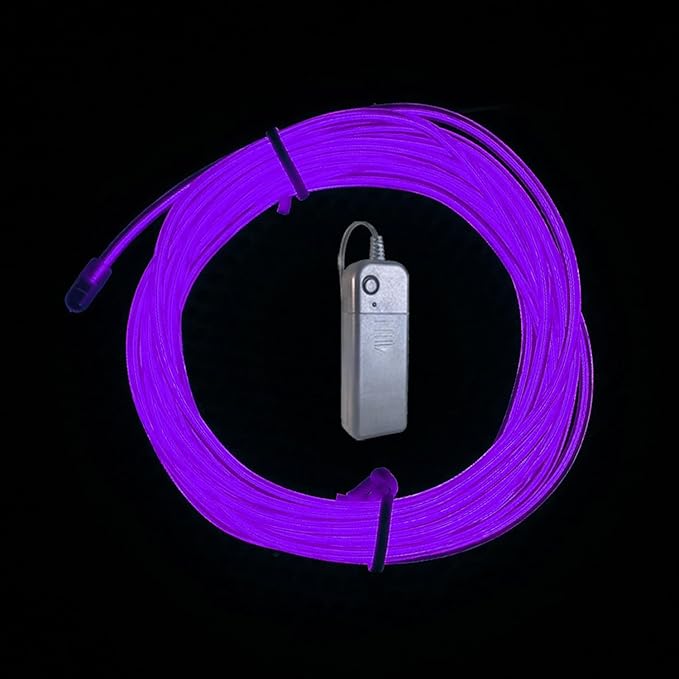 5m Purple neon Wire Flash Electroluminescence, Cutting El Wire,Used for DIY Design, Various Holiday Party Decoration. (Purple, 5m)