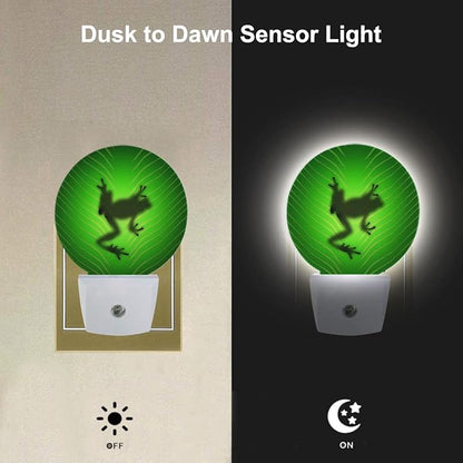 EKOBLA Tree Frog Plug-in Night Light, Green Leaf Vein Frog LED Nightlight with Auto Sensor for Bedroom & Bathroom