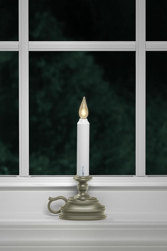 VC1820P 8.5 inch Battery Operated Vintage Filament LED Flameless Window Candle with Dusk to Dawn Timer and 3 Flame Settings, Silver