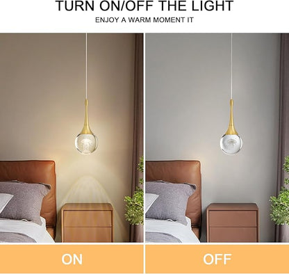 CHYING LED Kitchen Island Pendant Lights 3 Pack Gold Teardrop Pendant Light Bathroom Ceiling Hanging Light Globe Jellyfish Pendant Lighting for Living Room Dining Room Bar 3000K Warm White