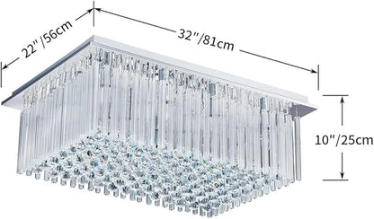 Saint Mossi 12-Lights Modern Chandelier Lamp K9 Crystal Chandelier Light Fixture,Modern Flush Mount Ceiling Light Fixture Raindrop Chandelier for Bedroom,Dining Room,Livingroom,L32 x W22 x H10