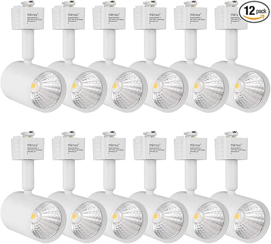mirrea LED Track Lighting Heads Compatible with Single Circuit J Type Rail Ceiling Spotlight for Accent Task Wall Art Exhibition Lighting 6.5W 4000K Neutral White 24° White Painted Pack of 12