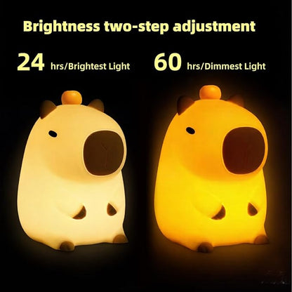 Night Light,Cute Tangerine LED Squishy Novelty Animal Night Lamp,Dimmable Soft Silicone Nursery Nightlight for Kids, Rechargeable Bedroom Touch Lamp, Dorm Decor, Gift(Capybara)