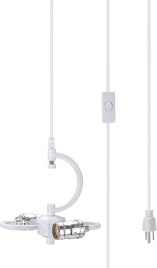 Aspen Creative 21044-2B, One Plug Pendant Conversion Glossy White Swag Light KIT, 2 Light