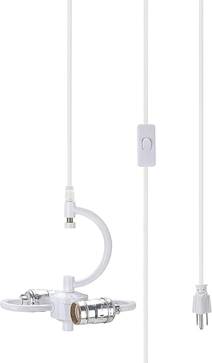 Aspen Creative 21044-2B, One Plug Pendant Conversion Glossy White Swag Light KIT, 2 Light