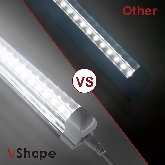 8 Pack T8 led Shop Lights 4ft, 40W 5200LM 5000K Shop Light, Linkable LED Shop Lights for Garage, Workshop, Warehouse, Basement, Clear Cover