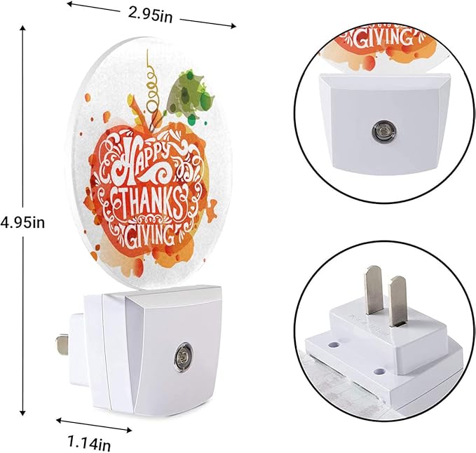 EKOBLA Pumpkin Plug-in Night Light, Thanksgiving Fall Pumpkin LED Nightlight with Auto Sensor for Bathroom & Hallway