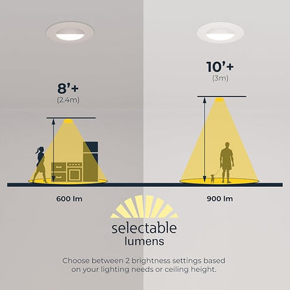HALO RA 4 inch LED Recessed Light Trim with Adjustable Gimbal, Selectable Lumens and Selectable Color Temperature, Dim-to-Warm Feature, Damp Location Rated RA4LS9FSD2W1EWH
