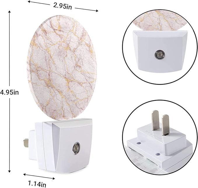 EKOBLA Marble Pattern Plug-in Night Light, Pink Round LED Wall Lamp for Kids, Adults, Grandparents & Modern Home Decor