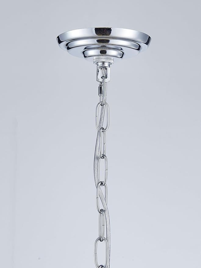 5-Lights Luxury Glass Chandeliers, Mid-Century Modern Chandeliers for Dining Room, D18.5'' × H18.9'', Adjustable Height (18.9"~51.2"), Chrome Finish Frame & Double Figured Glass Shade
