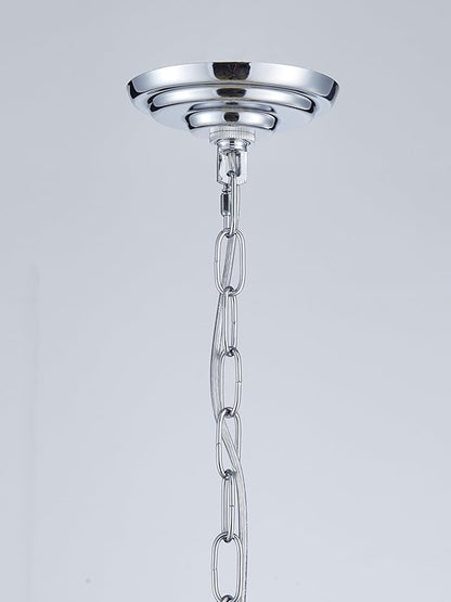 5-Lights Luxury Glass Chandeliers, Mid-Century Modern Chandeliers for Dining Room, D18.5'' × H18.9'', Adjustable Height (18.9"~51.2"), Chrome Finish Frame & Double Figured Glass Shade