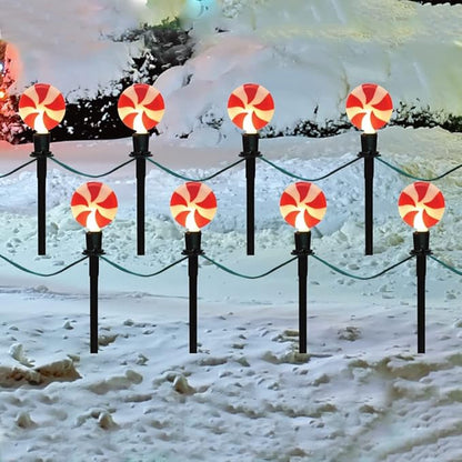 Abeja C9 Christmas Candy String Lights, 14FT Christmas Pathway Lights Plug in with 8 LED Candy Bulb, Pathway Lights Outdoor for Patio, Yard, Garden, Lawn Decoration-2 Sets
