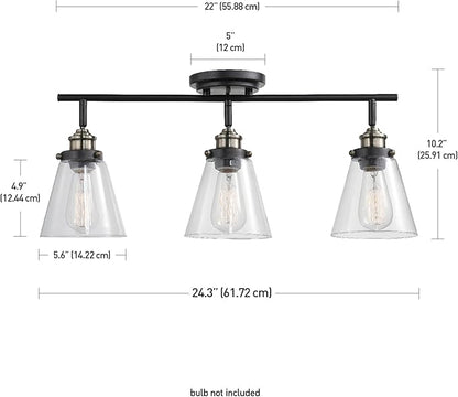 Globe Electric 59629 Jackson 3 Track Lighting, Dark Bronze, Antique Brass Accents