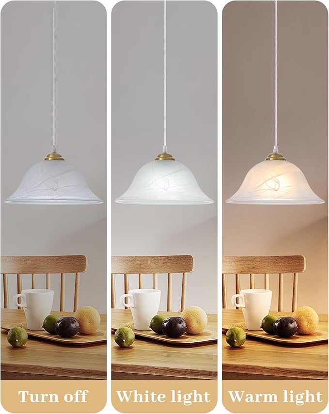 Island Pendant Lights for Kitchen, 11.8 Inch Vintage Gold Pendant Light, Frosted Glass Pendant Light 1-Pack,Hanging Kitchen Lights for Kitchen Island, Dining Room, Bar, Cafe