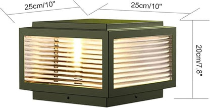 Outdoor Post Light 10X10 in, Column Light,Wired Lantern Column Lamp 110-240V(12-36V Replace Bulb),Garden Light,IP54 Waterproof, Base E26,LED Post lamp,Fence Post caps