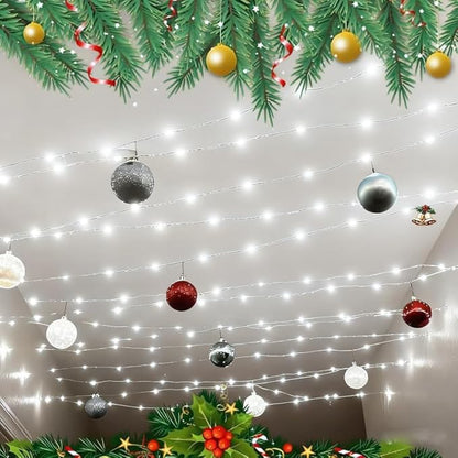 USB Fairy Lights Plug in, 33 Feet 100 LED Twinkle String Lights with Remote and Timer, Waterproof 8 Modes for Bedroom Indoor Wreath DIY Party Wedding Christmas Holiday Decoration(2 Pack White)