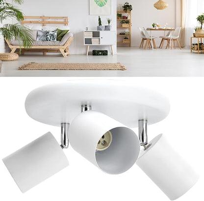 Spotlight Fixture, Adjustable Flexible Rotation Lamp Holder for Showrooms for Living Rooms for Exhibition Halls(Three Round White)