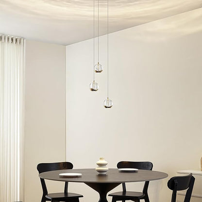 3-Light Gold Glass Globe Chandelier, Modern Bubble Glass Cluster Pendant Lights for Kitchen Island & Dining Room Light Fixture & Foyer Chandelier, Warm White 3000K, LED 1175 lm, Ø 9.8 in