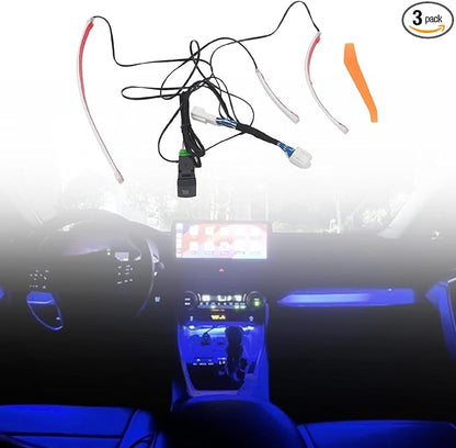HIGH FLYING 2019-2025 for Toyota RAV4 Center Console Dashboard LED Light Strip with On+Off Switch 3pcs Car Interior Accessories (Blue)