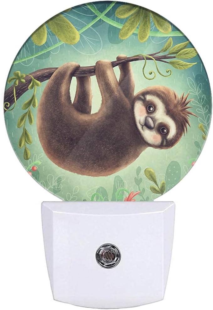 EKOBLA Sloth Plug-in Night Light, Cute Jungle Animal LED Nightlight with Dusk to Dawn Sensor for Kids Room, 0.5W Sleep Friendly